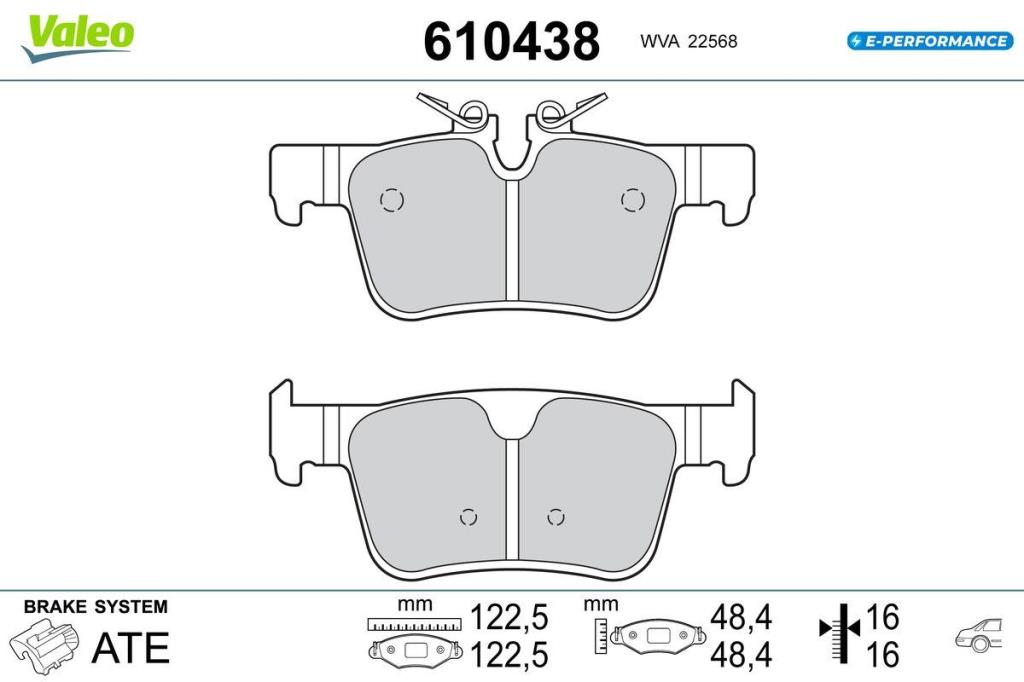 Jogo de 4 pastilhas de travão VALEO ref. 610438